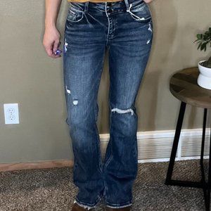 Petra153- Distressed high rise bootcut jeans
